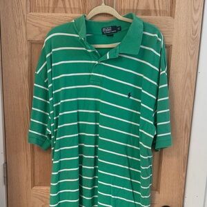 Polo by Ralph Lauren Men's Green and White Striped Polo 3XL Big